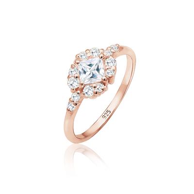 Verlobungsring ELLI PREMIUM "Verlobungsring Zirkonia Weiß 925 Sterling Silber" Gr. 54, rosa (rosegold), Fingerringe, Damen, 54mm, Silber 925 (Sterlingsilber), 1mm Image