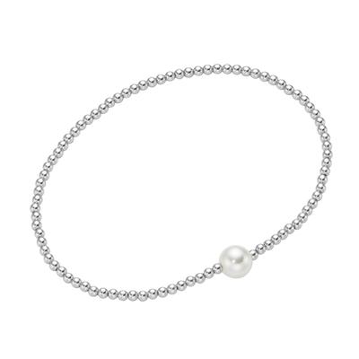 Armband SMART JEWEL "Silber-Kugeln und Glasperle, Silber 925" Gr. 16, silber, Armbänder, Damen, 16cm, Silber 925 (Sterli