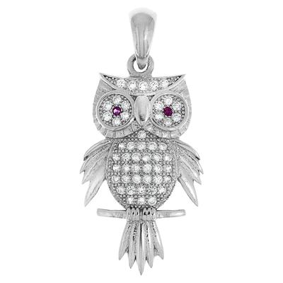 Ketten-Anhänger VIVANCE "925/- Sterling Silber rhodiniert Motiv Eule", weiß, Schmuckanhänger, Damen, ONE-SIZE, Silber 925 (Sterlingsilber), 4,1 g Image