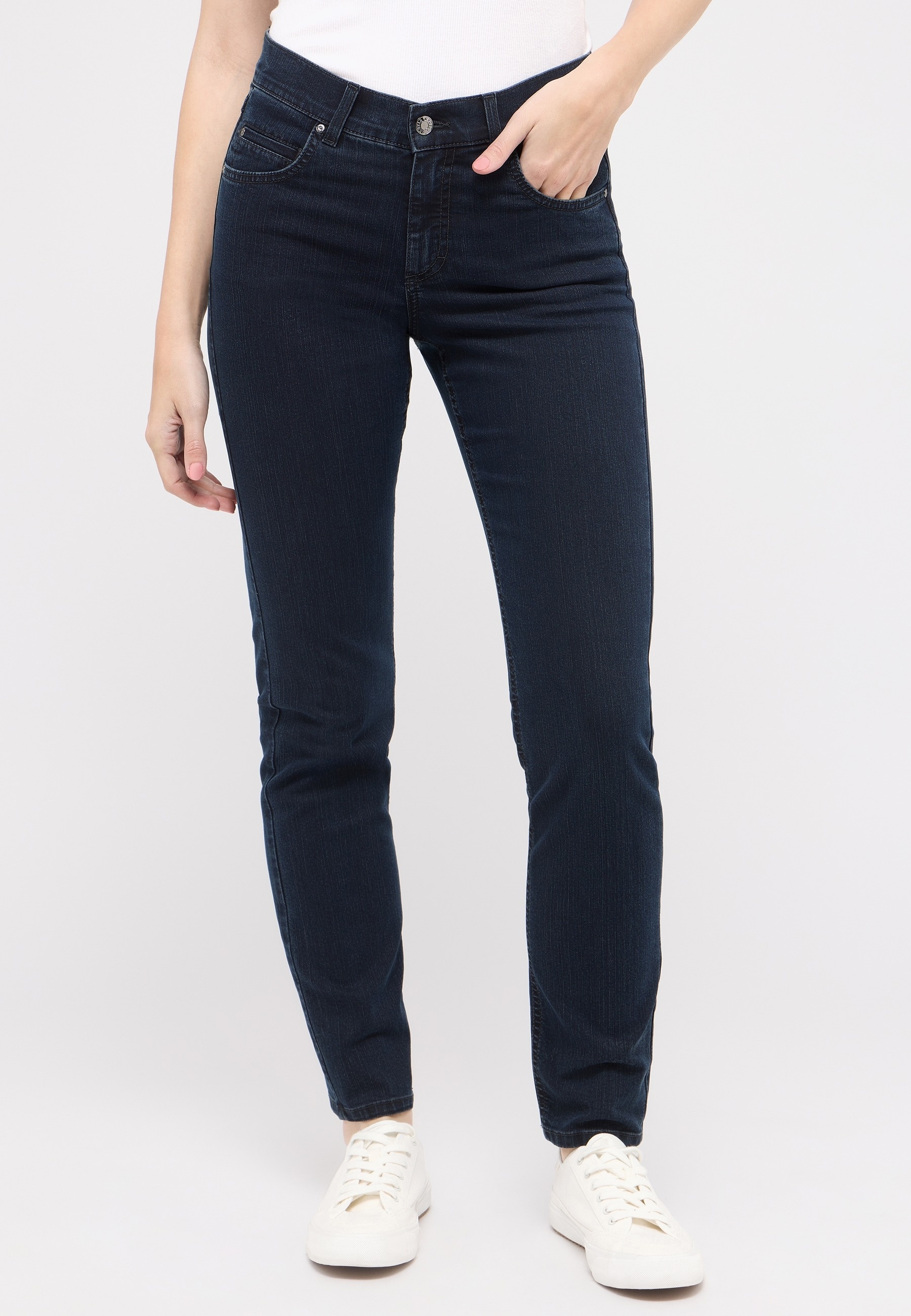 Slim-fit-Jeans ANGELS "CICI", Damen, Gr. 38, Länge 30, blau (blau blau), Denim/Jeans, Obermaterial: 78% Baumwolle, 21% Polyester, 1% Elasthan, slim fit, Jeans Slim-fit-Jeans