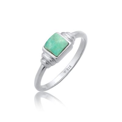 Fingerring ELLI PREMIUM "Amazonit Edelstein Quadrat Vintage 925 Silber" Gr. 56, silber, Fingerringe, Damen, 56mm,mit Steinen, Silber 925 (Sterlingsilber), 2.8mm Image