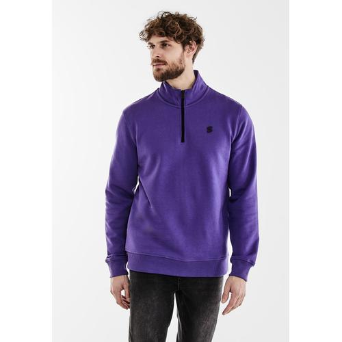 Sweatshirt STREET ONE MEN Gr. S (48), lila (ultra violet) Herren Sweatshirts mit Stehkragen