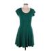 Splendid Casual Dress - A-Line Scoop Neck Short sleeves: Teal Dresses - Women's Size Large