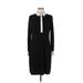 Ivanka Trump Casual Dress - Shirtdress Collared Long sleeves: Black Color Block Dresses - Women's Size Medium