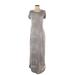 Artisan NY Casual Dress Scoop Neck Short sleeves: Silver Print Dresses - Women's Size Small