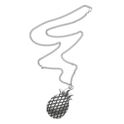 Lange Kette "Pineapple", Damen, Gr. one size, Metall, silber (altsilber), COLLEZIONE ALESSANDRO, Basic, Halsketten, mit XL Ananas Anhänger Image