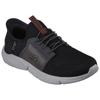 Slip-On Sneaker SKECHERS "INGRAM-BRACKETT", Herren, Gr. 42, schwarz (schwarz, grau), Textil, casual, Schuhe, Slipper, Trainingsschuh, Freizeitschuh in veganer Verarbeitung, Topseller