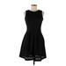 Ann Taylor Casual Dress - Fit & Flare Crew Neck Sleeveless: Black Print Dresses - Women's Size 6 Petite