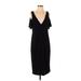Zara Casual Dress - Midi V-Neck Short sleeves: Black Print Dresses - Women's Size Small