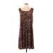 Citiknits Casual Dress - Mini Scoop Neck Sleeveless: Brown Snake Print Dresses - Women's Size Large