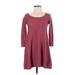 American Eagle Outfitters Casual Dress - A-Line Scoop Neck 3/4 sleeves: Burgundy Dresses - Women's Size 2X-Small