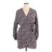 Lush Casual Dress - Mini V Neck 3/4 sleeves: Purple Floral Dresses - New - Women's Size X-Large