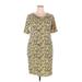 Lularoe Casual Dress - Sheath Crew Neck Short sleeves: Yellow Dresses - Women's Size 3X