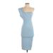 PrettyLittleThing Cocktail Dress - Bodycon: Blue Solid Dresses - Women's Size 4