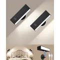 Appliques murales rechargeables à LED ensemble à piles lampes de chevet montées rotation à 360 °