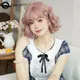 7JHH-Perruque Lolita Synthétique Courte et Ondulée Rose Bob pour Fille Douce Haute Densité avec