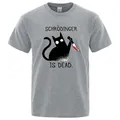 T-shirt unisexe Schrodinger Is Frequency Black Cat 100% coton respirant hip hop t-shirt