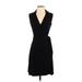 Vince Camuto Casual Dress - Wrap: Black Solid Dresses - Women's Size X-Small Petite