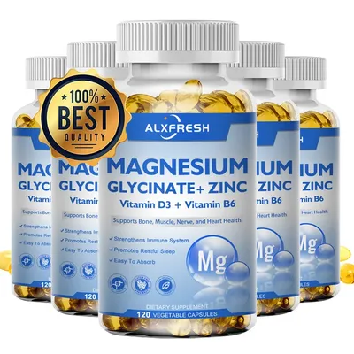Supplément Glycinate de Magnésium Calm Focus 500mg avec Zinc Vitamine D3 Dieux Sans GMO Gluten