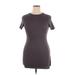 Shein Casual Dress - Bodycon Crew Neck Short sleeves: Gray Print Dresses - Women's Size 1X