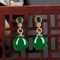 Boucles d'oreilles en argent 925 pour femmes amulette de calcédoine perle verte naturelle bijoux