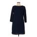 Lands' End Casual Dress - Shift: Blue Jacquard Dresses - Women's Size 6