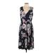 Tommy Hilfiger Casual Dress - A-Line V Neck Sleeveless: Black Floral Dresses - Women's Size 12