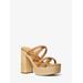 Michael Kors Corrine Leather and Straw Platform Sandal Grey 8