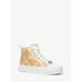 Michael Kors Evy Empire Logo Jacquard Straw High-Top Sneaker Natural 6.5