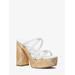 Michael Kors Corrine Empire Logo Jacquard Straw Platform Sandal Natural 10