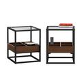 17 Stories Yensid Modern Coffee Table Side Table w/ Storage Shelf & Metal Table Legs in Black | Wayfair 960991F3E5EC4108B4F514528DB645A4