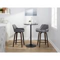 LumiSource Daniella 30" Contemporary Fixed-Height Barstool w/ Swivel In Walnut Wood & Camel Faux Leather w/ Round Black Metal Footrest | Wayfair