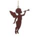 The Holiday Aisle® Cherub w/ Trumpet Hanging Figurine Ornament Metal in Brown | 6 H x 4.5 W x 0.01 D in | Wayfair 74BD7AD1514C4E6A993BF9E7F523A3AB