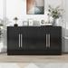 Latitude Run® Sideboard w/ 4 Doors Large Storage Space Buffet Cabinet w/ Adjustable Shelves in Black | 32 H x 60 W x 16 D in | Wayfair