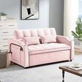 Latitude Run® 3-In-1 Foldable Sofa Bed - Modern Pull-Out Bed w/ Adjustable Back & Swivel Phone Stand in Pink | 30.7 H x 54.7 W x 64 D in | Wayfair