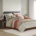 Ebern Designs Claudis 7 Piece Color Block Stripe Comforter Set w/ Throw Pillows Polyester/Polyfill/Microfiber in Orange | Wayfair