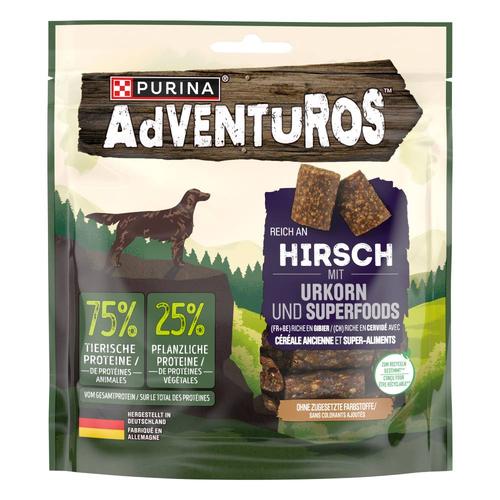 12x90g Reich an Hirsch mit Urkorn AdVENTuROS Hundesnacks zum Sonderpreis!