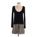 Hurley Casual Dress - A-Line Scoop Neck Long Sleeve: Black Solid Dresses - Women's Size Small