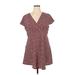 Shein Casual Dress - Mini V-Neck Short sleeves: Burgundy Dresses - Women's Size 1X