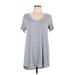 Agnes & Dora Short Sleeve T-Shirt: Gray Marled Tops - Women's Size Large