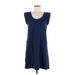 Merona Casual Dress - Mini Scoop Neck Short sleeves: Blue Print Dresses - Women's Size Medium