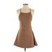 Pink Lily Casual Dress - A-Line Scoop Neck Sleeveless: Brown Print Dresses - Women's Size Small