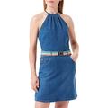 Love Moschino Damen Jurk met zelfstoffen bandjes en uitlopende rok Kleid, Medium Blue Demin, 46 EU