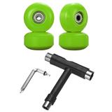 52mm 95A Skateboard Wheels with Silver Bearing Street Wheels with Skate Tool Green 4 Pack