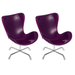 2 Pcs Foldable Chair Doll House Furniture Toys Chairs for Kids Kids Miniature Chair Egg Chair Armchair Model Folding Chair Purple Plastic Child