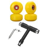 52mm 95A Skateboard Wheels with Red Bearing Street Wheels with Skate Tool Yellow 4 Pack