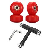 52mm 95A Skateboard Wheels with Silver Bearing Street Wheels with Skate Tool Red 4 Pack