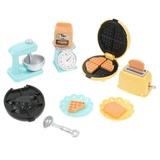 Mini Waffle Maker Whisk Dollhouse Waffle Maker Miniature Tiny House Accessories Dollhouse Accessories Mini Kitchen Food Play Plastic