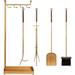5-Piece Contemporary Fireplace Tool Set for Indoor Fireplace decoration Gold