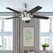 WedealFu Inc 52 inch 3-Color LED Ceiling Fan Light with 5 Wooden Blades and Remote - 52 Black